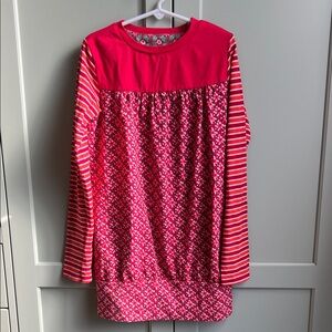 Oilily Vibrant Floral and Stripes Cotton knit Dress. Size 10
